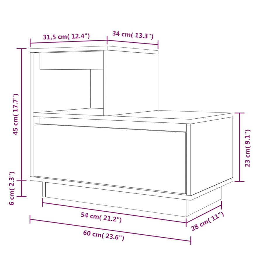 Nachtkastjes 2 St 60X34X51 Cm Massief Grenenhout Wit