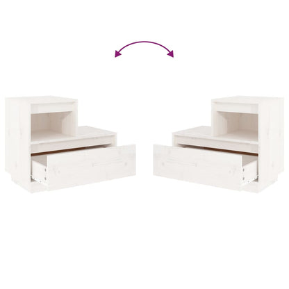 Nachtkastjes 2 St 60X34X51 Cm Massief Grenenhout Wit
