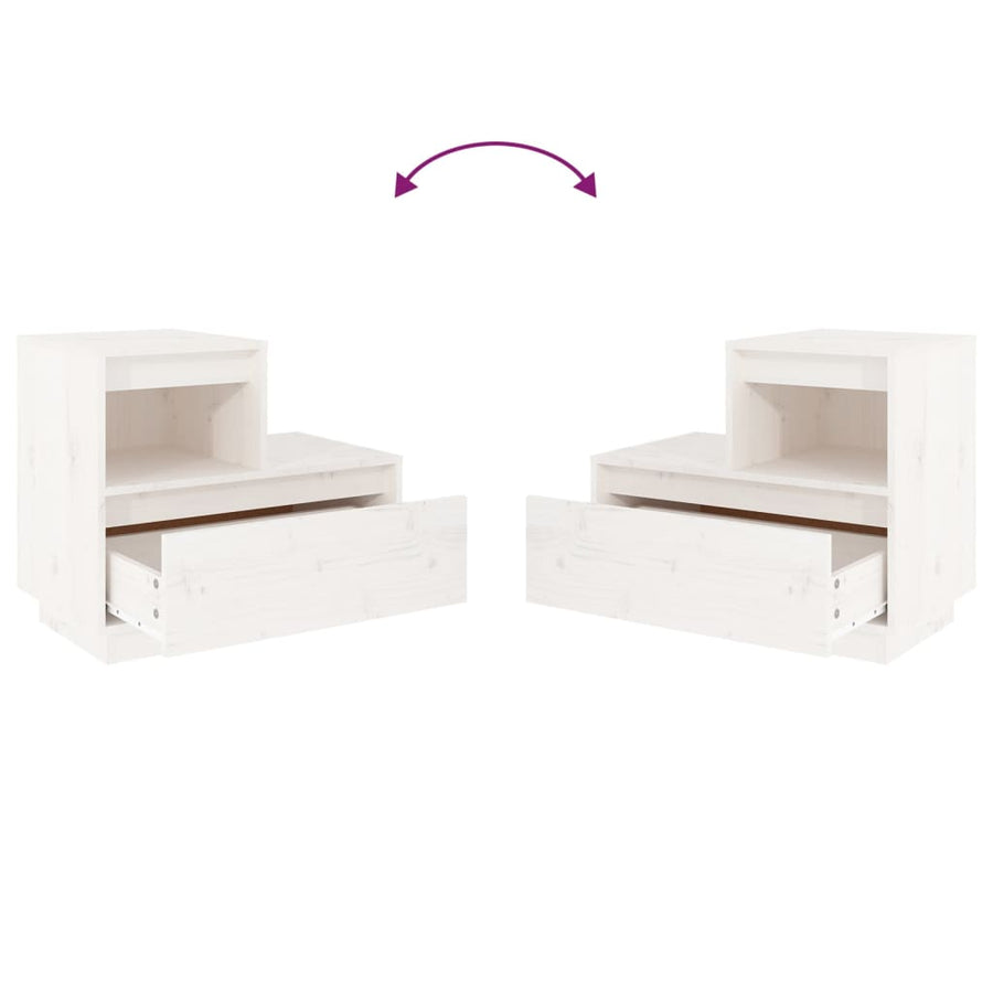 Nachtkastjes 2 St 60X34X51 Cm Massief Grenenhout Wit