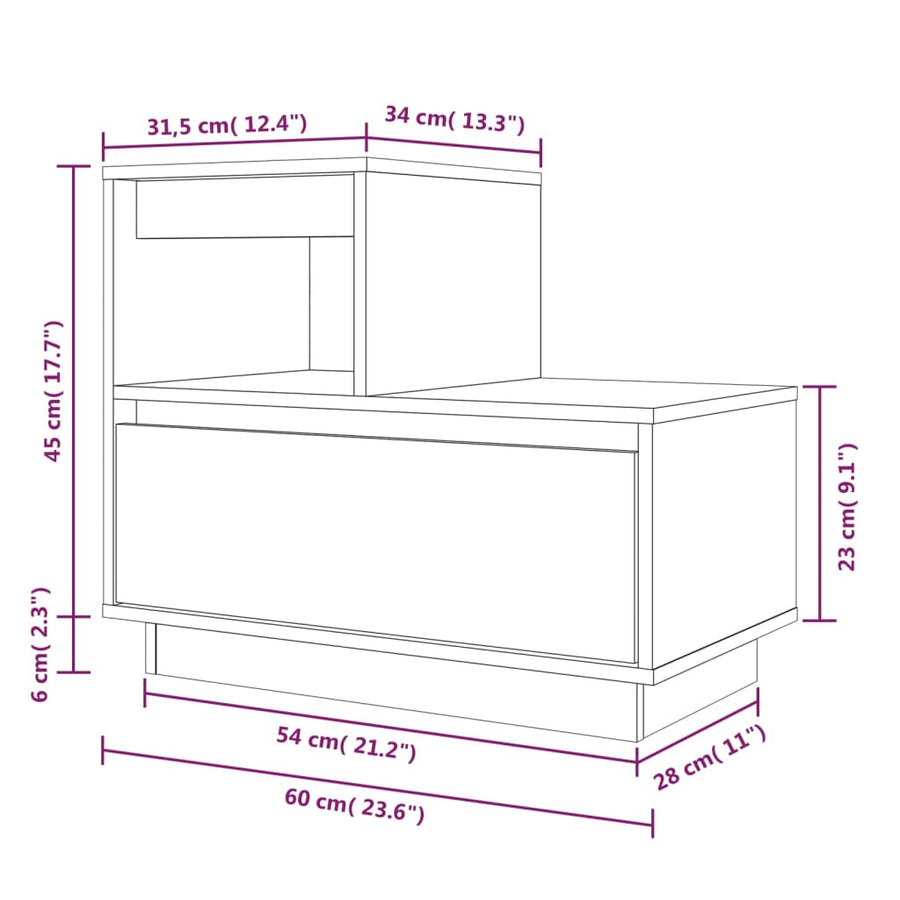 Nachtkastjes 2 St 60X34X51 Cm Massief Grenenhout Honingbruin