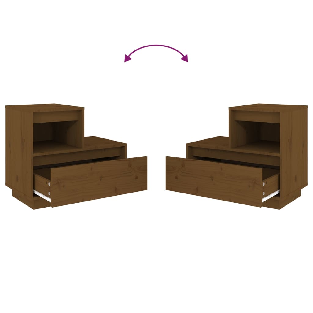 Nachtkastjes 2 St 60X34X51 Cm Massief Grenenhout Honingbruin