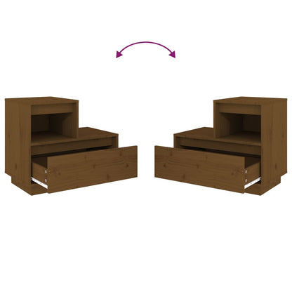 Nachtkastjes 2 St 60X34X51 Cm Massief Grenenhout Honingbruin