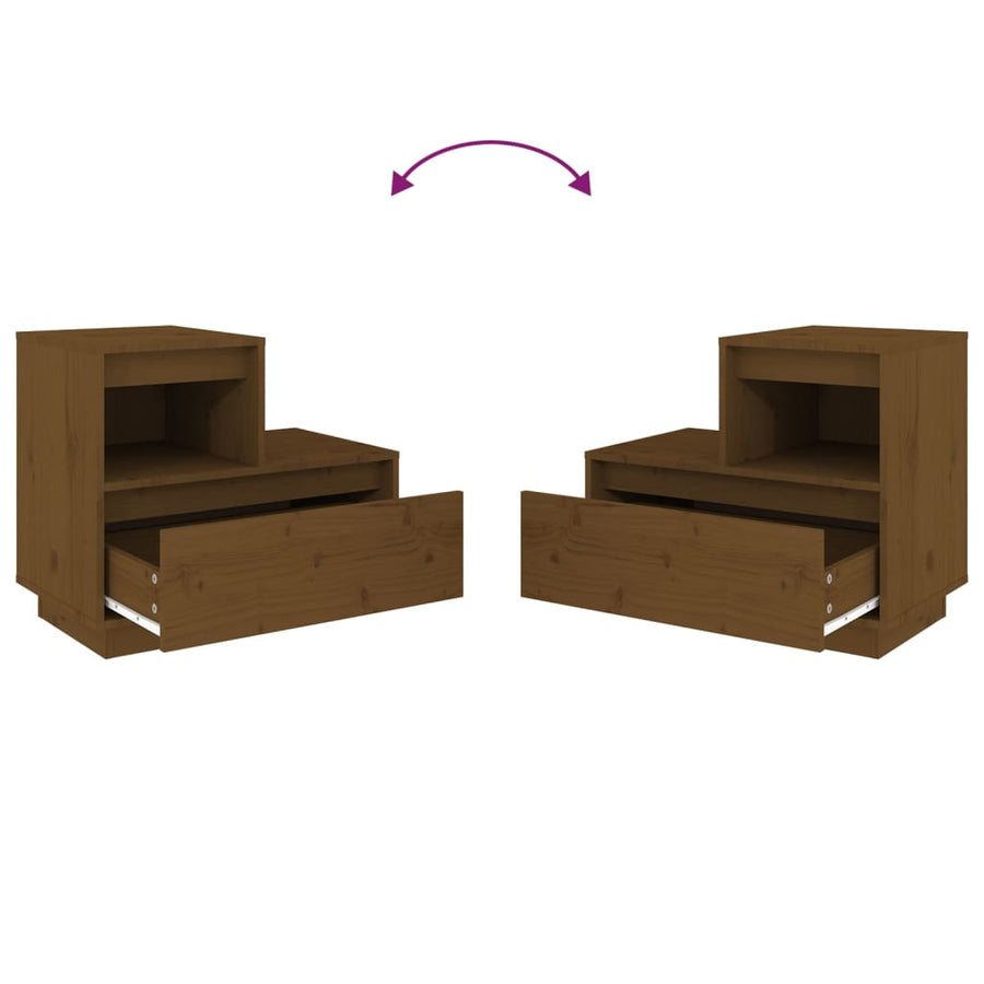 Nachtkastjes 2 St 60X34X51 Cm Massief Grenenhout Honingbruin