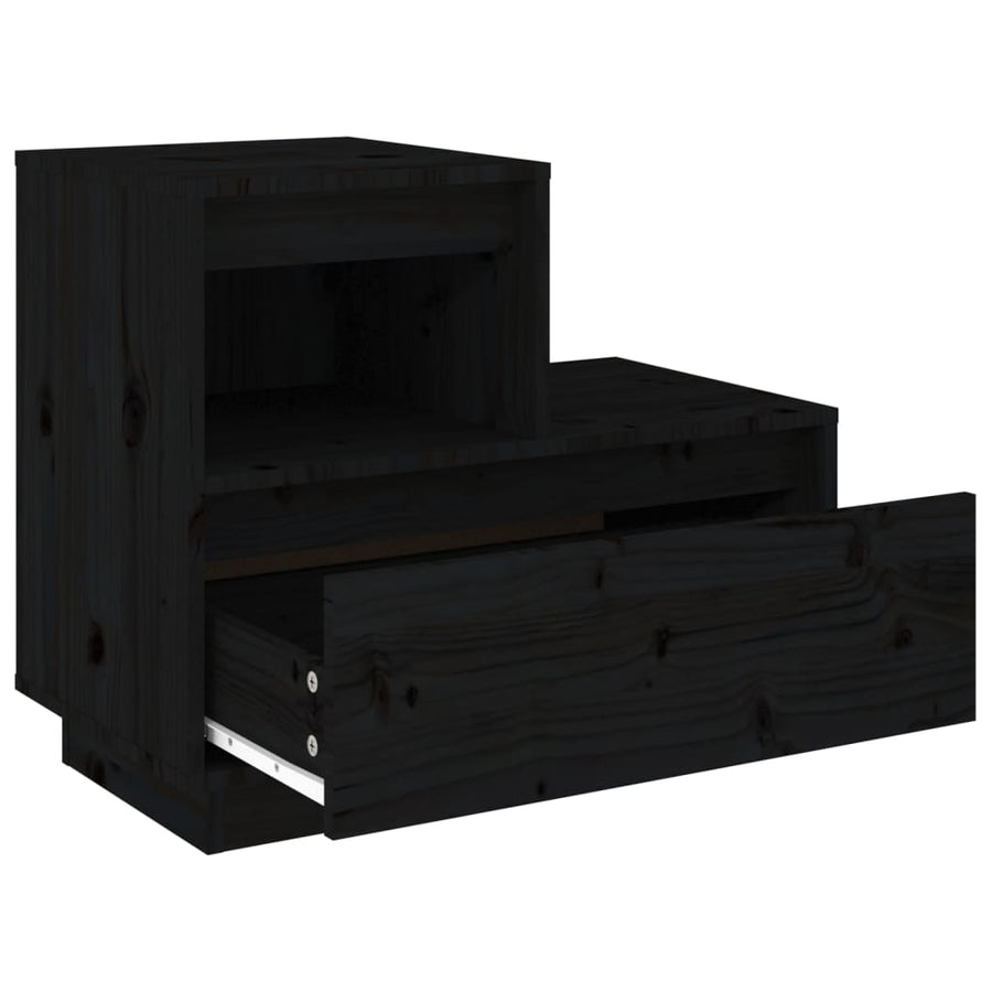 Nachtkastjes 2 St 60X34X51 Cm Massief Grenenhout Zwart