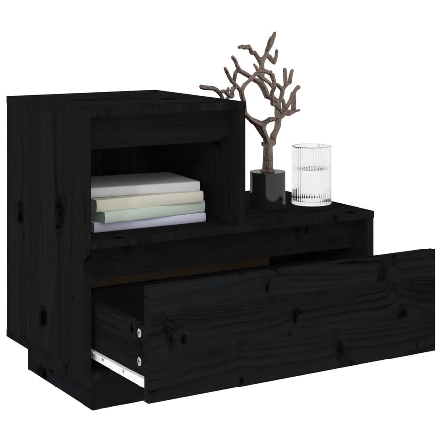 Nachtkastjes 2 St 60X34X51 Cm Massief Grenenhout Zwart