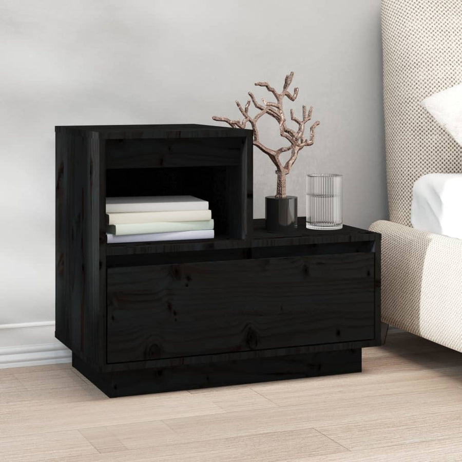 Nachtkastjes 2 St 60X34X51 Cm Massief Grenenhout Zwart