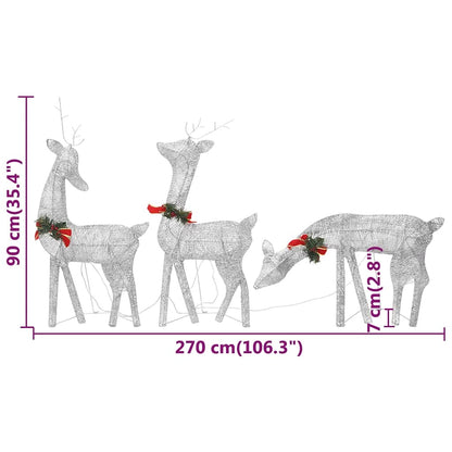 Kerstversiering Rendierfamilie 270X7X90 Cm Gaas Wit Kleur 3