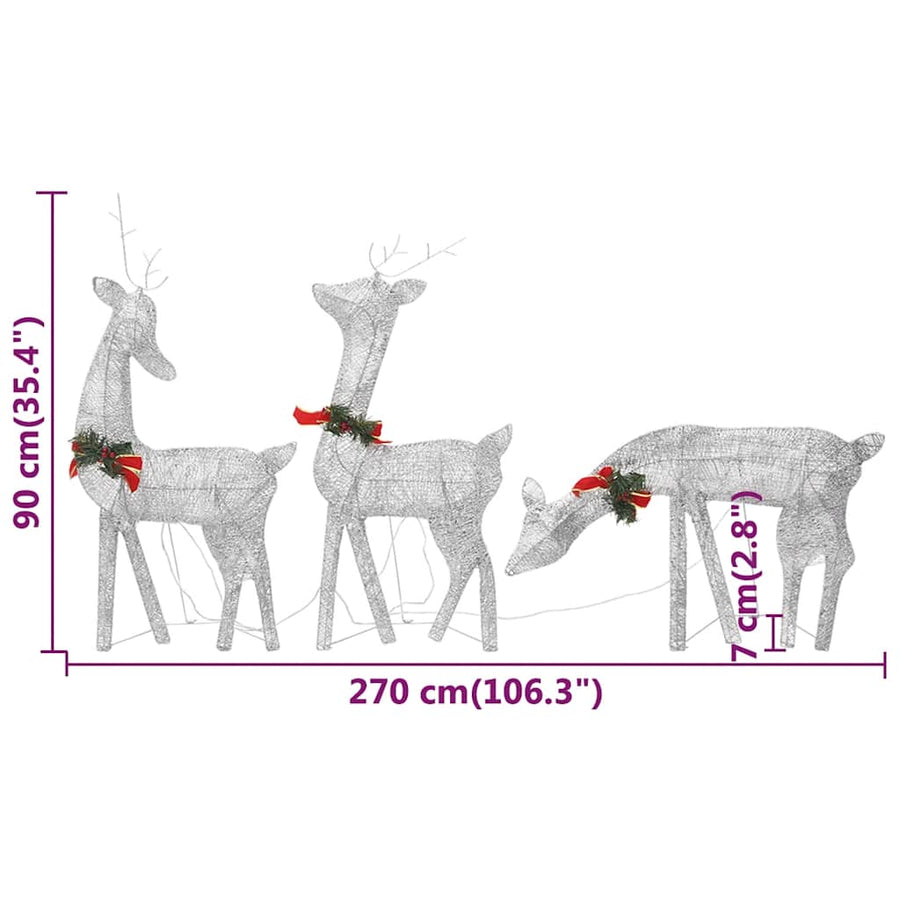 Kerstversiering Rendierfamilie 270X7X90 Cm Gaas Wit Kleur 3
