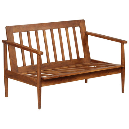 3-Delig Bankstel Echt Leer Met Massief Acaciahout Bruin