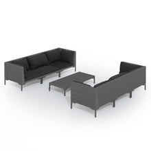 7-delige Loungeset met kussens poly rattan donkergrijs