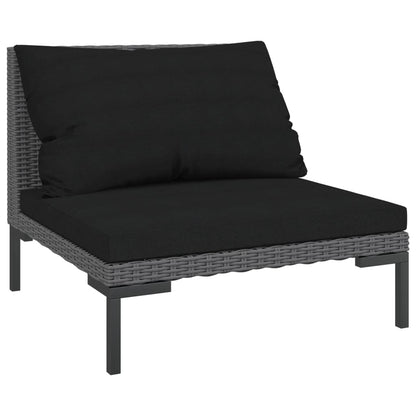 7-delige Loungeset met kussens poly rattan donkergrijs