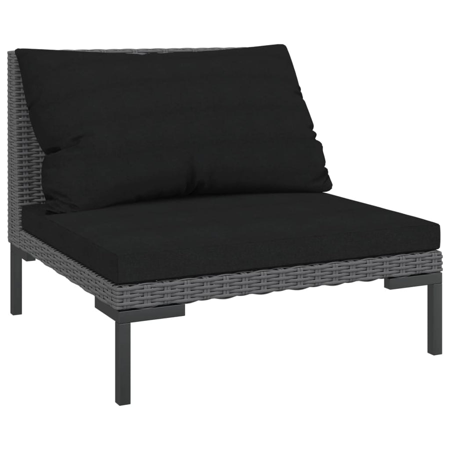 7-delige Loungeset met kussens poly rattan donkergrijs