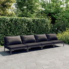 4-Delige Loungeset Met Kussens Poly Rattan Donkergrijs 4x midden