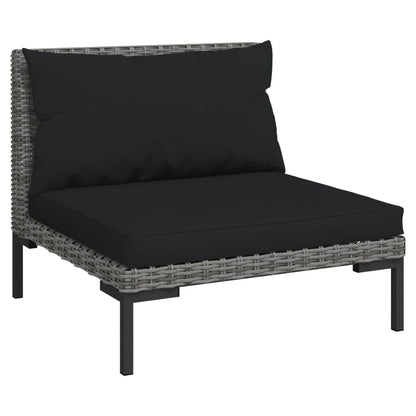 4-delige Loungeset met kussens poly rattan donkergrijs