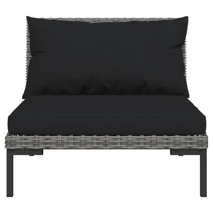 4-delige Loungeset met kussens poly rattan donkergrijs