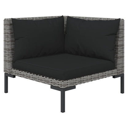 4-delige Loungeset met kussens poly rattan donkergrijs