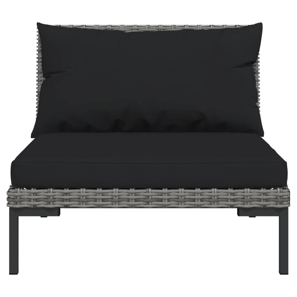 4-delige Loungeset met kussens poly rattan donkergrijs