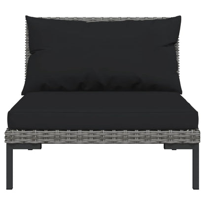 4-delige Loungeset met kussens poly rattan donkergrijs
