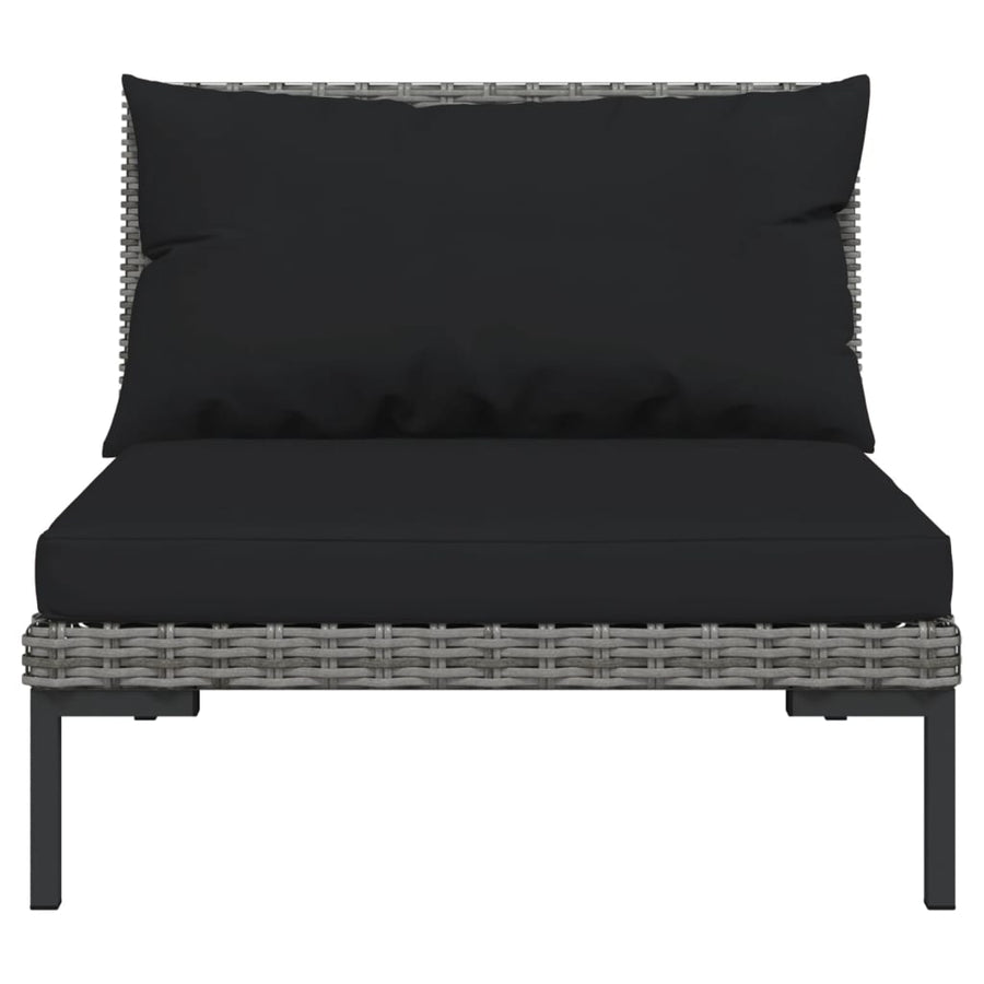 4-delige Loungeset met kussens poly rattan donkergrijs