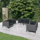 6-piece Lounge Set with Cushions Poly Rattan Dark Grey