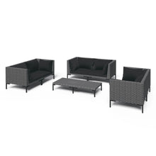 7-Delige Loungeset Met Kussens Poly Rattan Donkergrijs 1
