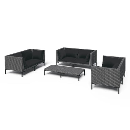 7-Delige Loungeset Met Kussens Poly Rattan Donkergrijs 1