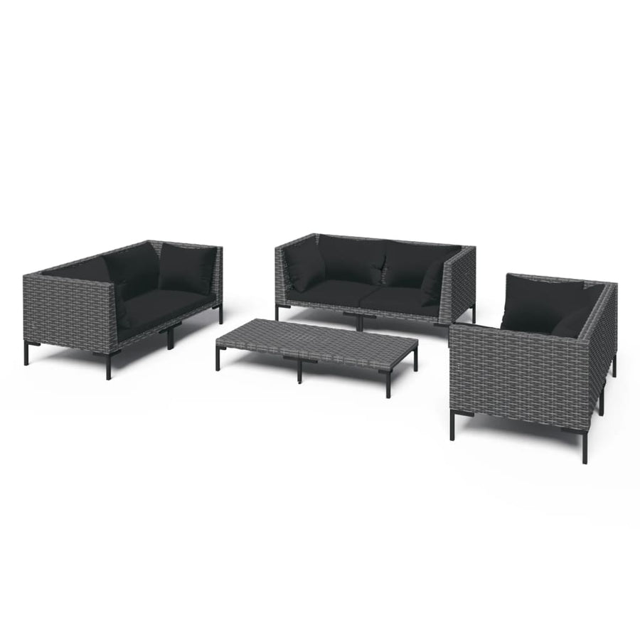 7-Delige Loungeset Met Kussens Poly Rattan Donkergrijs 1