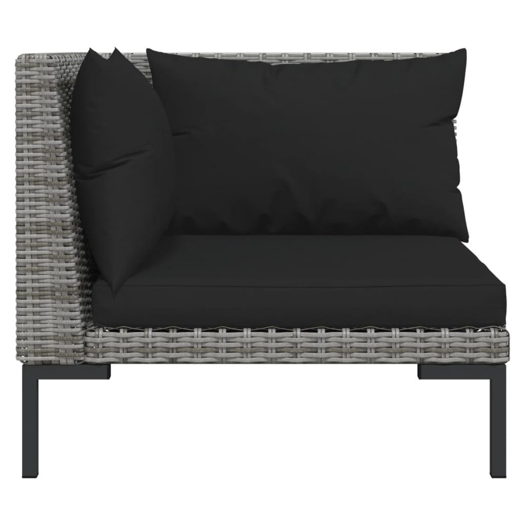 7-Delige Loungeset Met Kussens Poly Rattan Donkergrijs 1