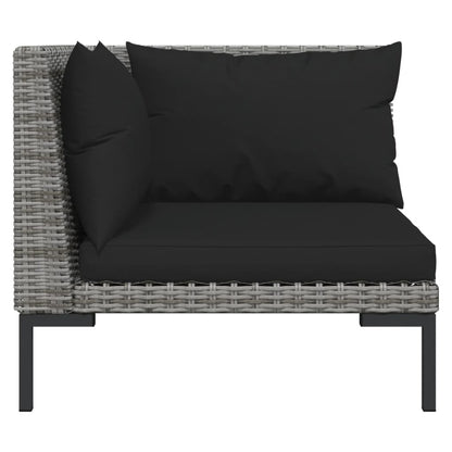 7-Delige Loungeset Met Kussens Poly Rattan Donkergrijs 1