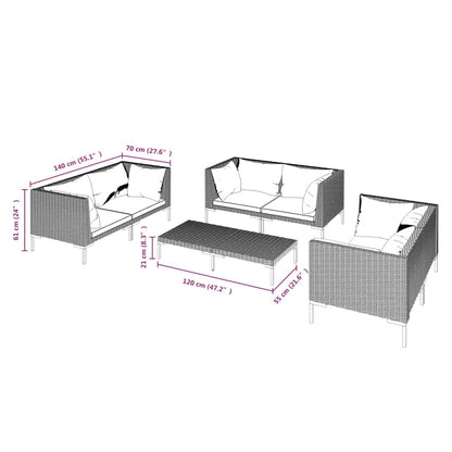 7-Delige Loungeset Met Kussens Poly Rattan Donkergrijs 1