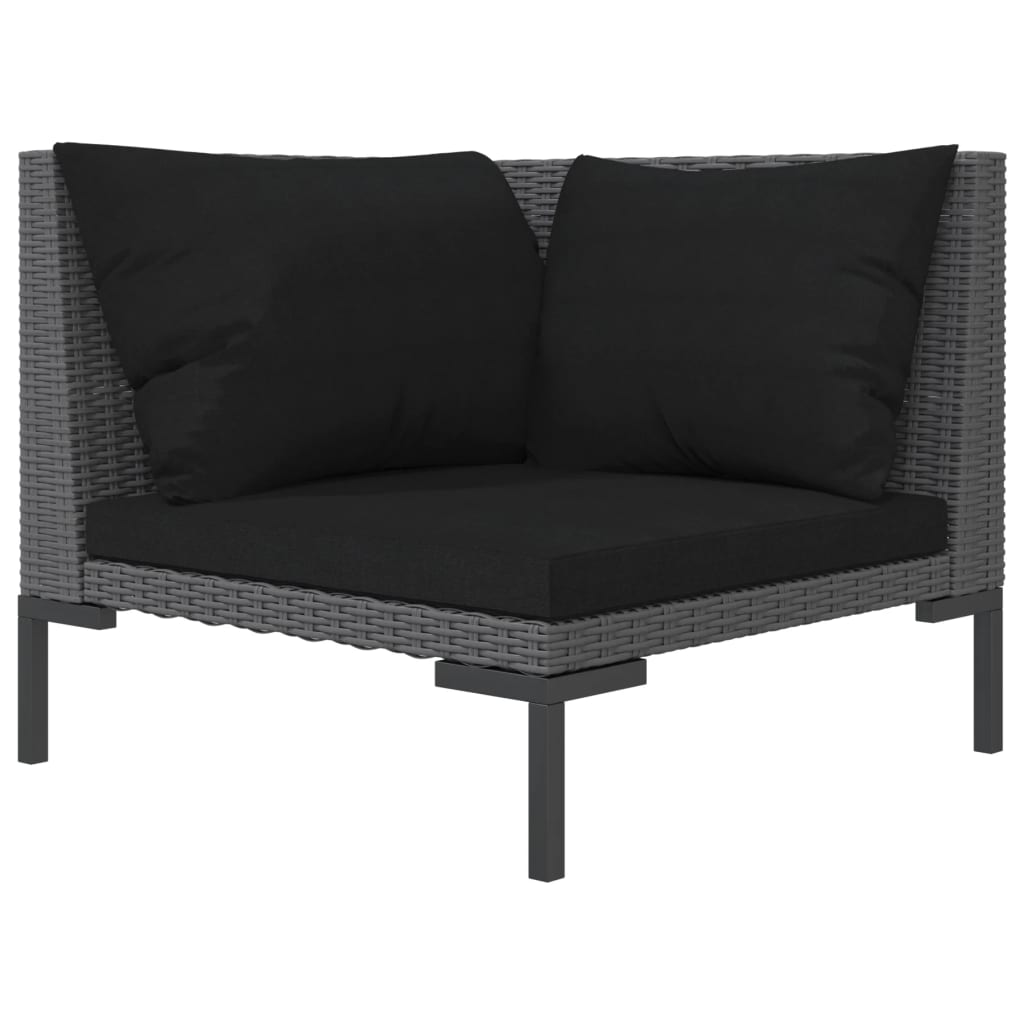 8-delige Loungeset met kussens poly rattan donkergrijs