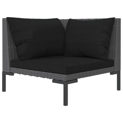 8-delige Loungeset met kussens poly rattan donkergrijs