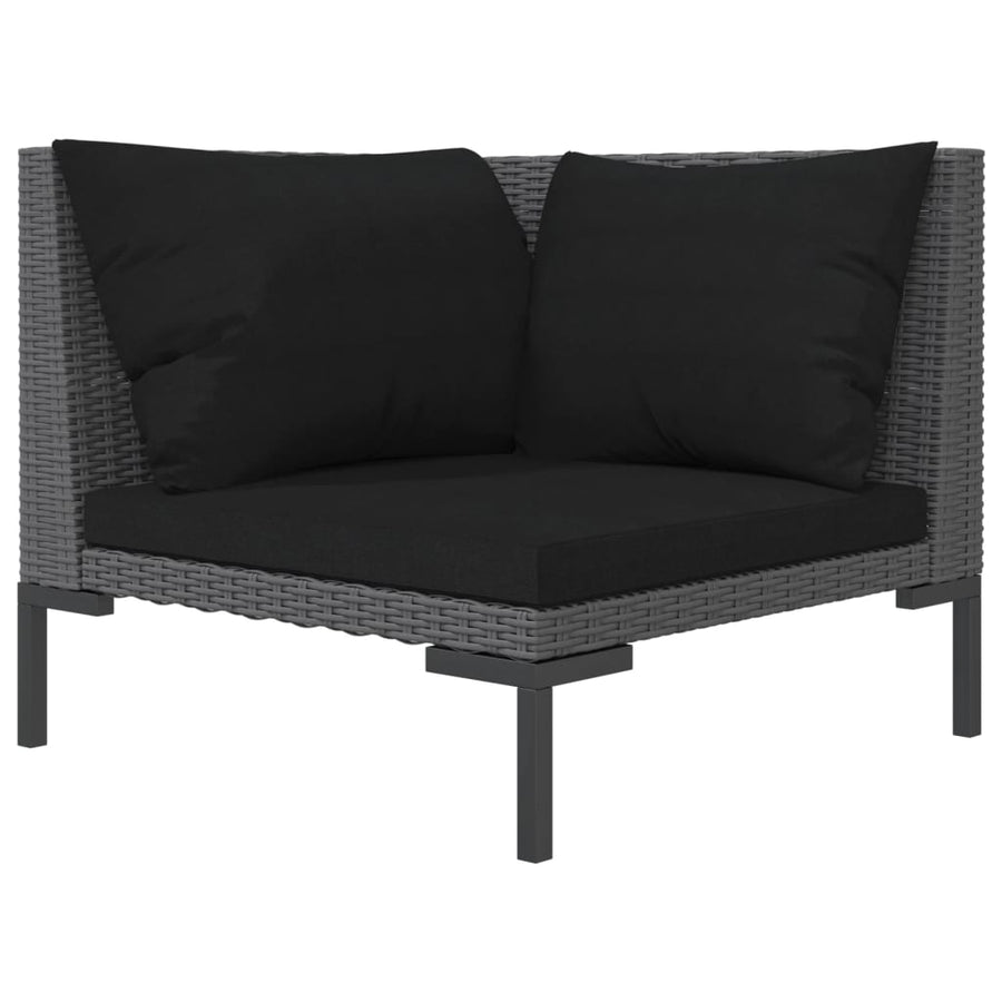 8-delige Loungeset met kussens poly rattan donkergrijs