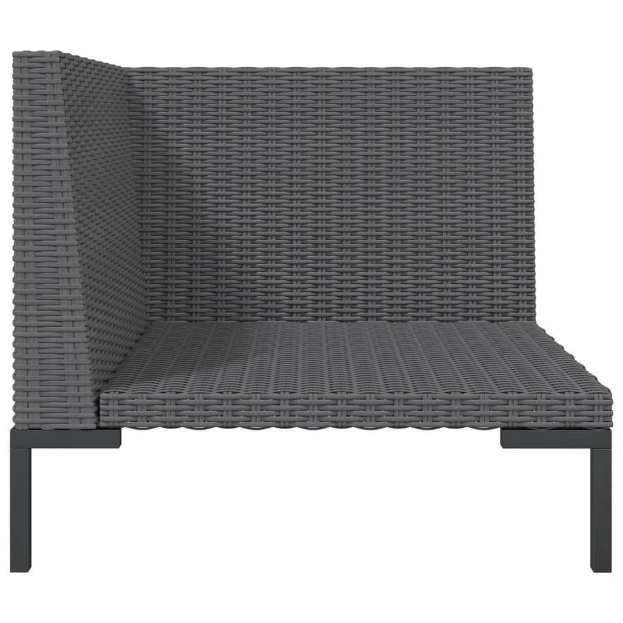 8-delige Loungeset met kussens poly rattan donkergrijs