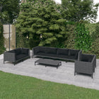 Loungeset 9-delig poly rattan donkergrijs