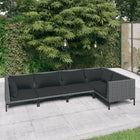 5-piece Lounge Set with Cushions Poly Rattan Dark Grey