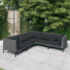 5-piece Lounge Set with Cushions Poly Rattan Dark Grey