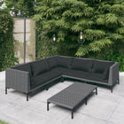 6-piece Lounge Set with Cushions Poly Rattan Dark Grey