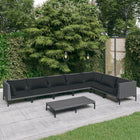 Loungeset 8-delig poly rattan donkergrijs