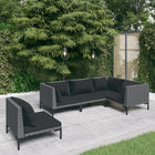 5-piece Lounge Set with Cushions Poly Rattan Dark Grey