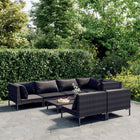 8-piece Lounge Set with Cushions Poly Rattan Dark Gray