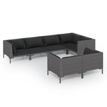 7-delige Loungeset met kussens poly rattan donkergrijs