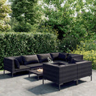 8-piece Lounge Set with Cushions Poly Rattan Dark Gray
