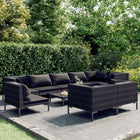 0-Delige Loungeset Met Kussens Poly Rattan Donkergrijs 1 4x midden + 5x hoek + Tafel