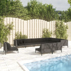 10-Delige Loungeset Met Kussens Poly Rattan Donkergrijs 3x hoek + 7x midden