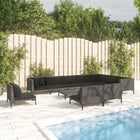 -Delige Loungeset Met Kussens Poly Rattan Donkergrijs 1 3x hoek + 7x midden + Tafel