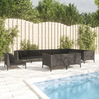 0-Delige Loungeset Met Kussens Poly Rattan Donkergrijs 1 5x midden + 5x hoek