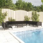 -Delige Loungeset Met Kussens Poly Rattan Donkergrijs 1 7x midden + 3x hoek + Tafel