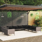 0-Delige Loungeset Met Kussens Poly Rattan Donkergrijs 1 5x hoek + 5x midden