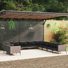 -Delige Loungeset Met Kussens Poly Rattan Donkergrijs 1 5x hoek + 6x midden